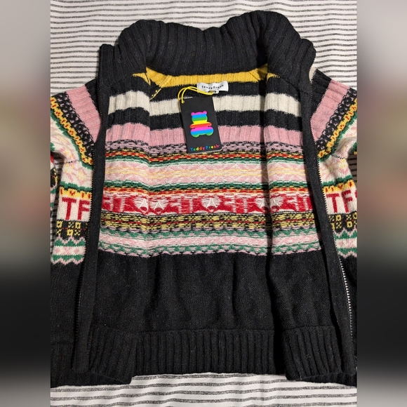 NWT Teddy Fresh women's Fairisle Zip Up Sweater - Picture 3 of 8